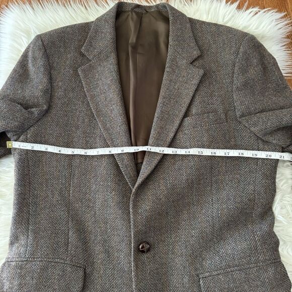 Vintage Wool Tweed Herringbone Blazer Men’s 41L Brown Blue Jacket USA Sport Coat - Picture 8 of 12